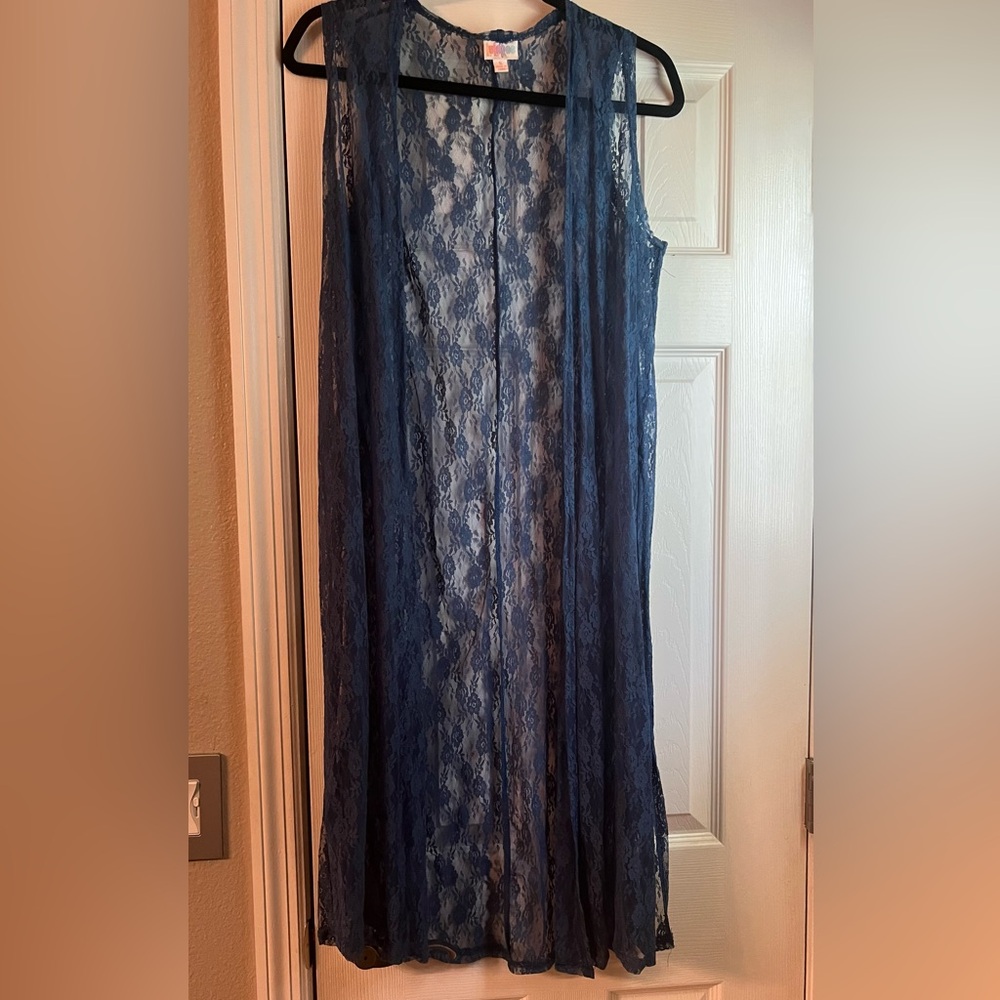 LuLaRoe joy, denim (greyish blue) colored lace, small